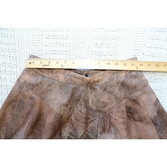 VTG Handmade Leather Midi Skirt Psychedelic pattern Pockets Y2K Cowgirl Size M? - Picture 2 of 12